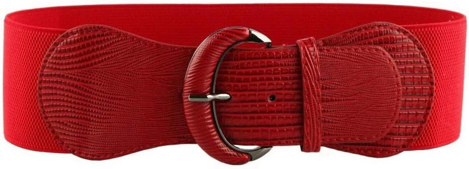 Pu Leather Elastic Wide Belt For Women Ladies Dress Stretch Thick