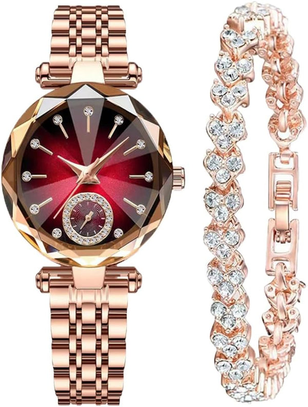 Women Watches with Bracelet Rose Gold for Lady Elegant Stainless Steel