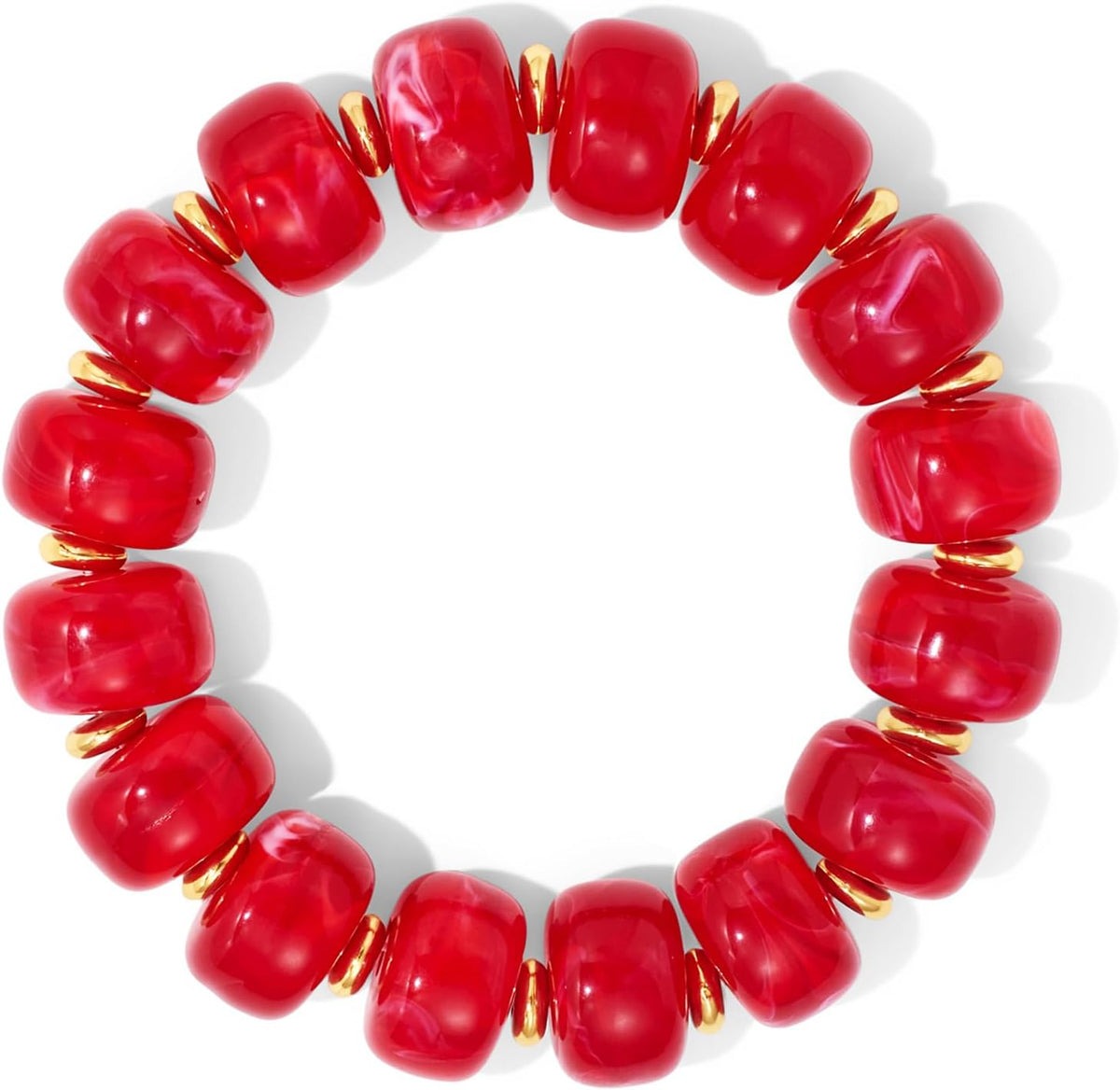 Bead Bracelet for Women Vibrant Color Resin Beads Bracelets Elastic Stretch Chunky Bracelet Boho Summer Beach Vacation Jewelry