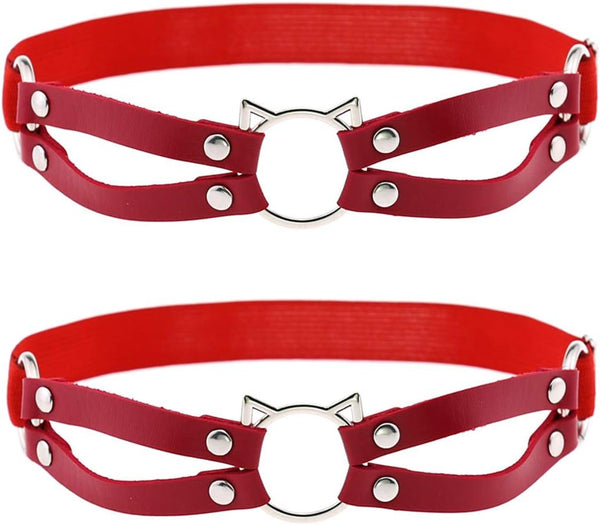 2pcs Adjustable Faux Leather Leg Garter, Elastic Punk Thigh Straps for Ladies