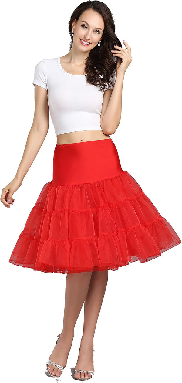 WOWBRIDAL Women's Vintage 50s Rockabilly Petticoat 25.59" Length Tutu Underskirt