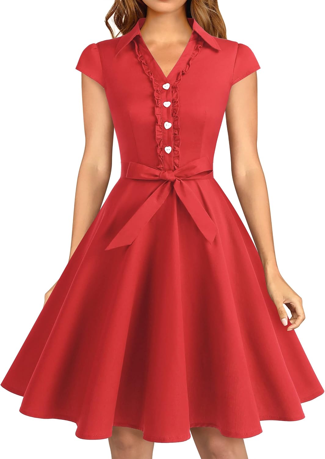 Wedtrend Women's 1950s Rockabilly Cap Sleeve Vintage Swing Cocktail Dress