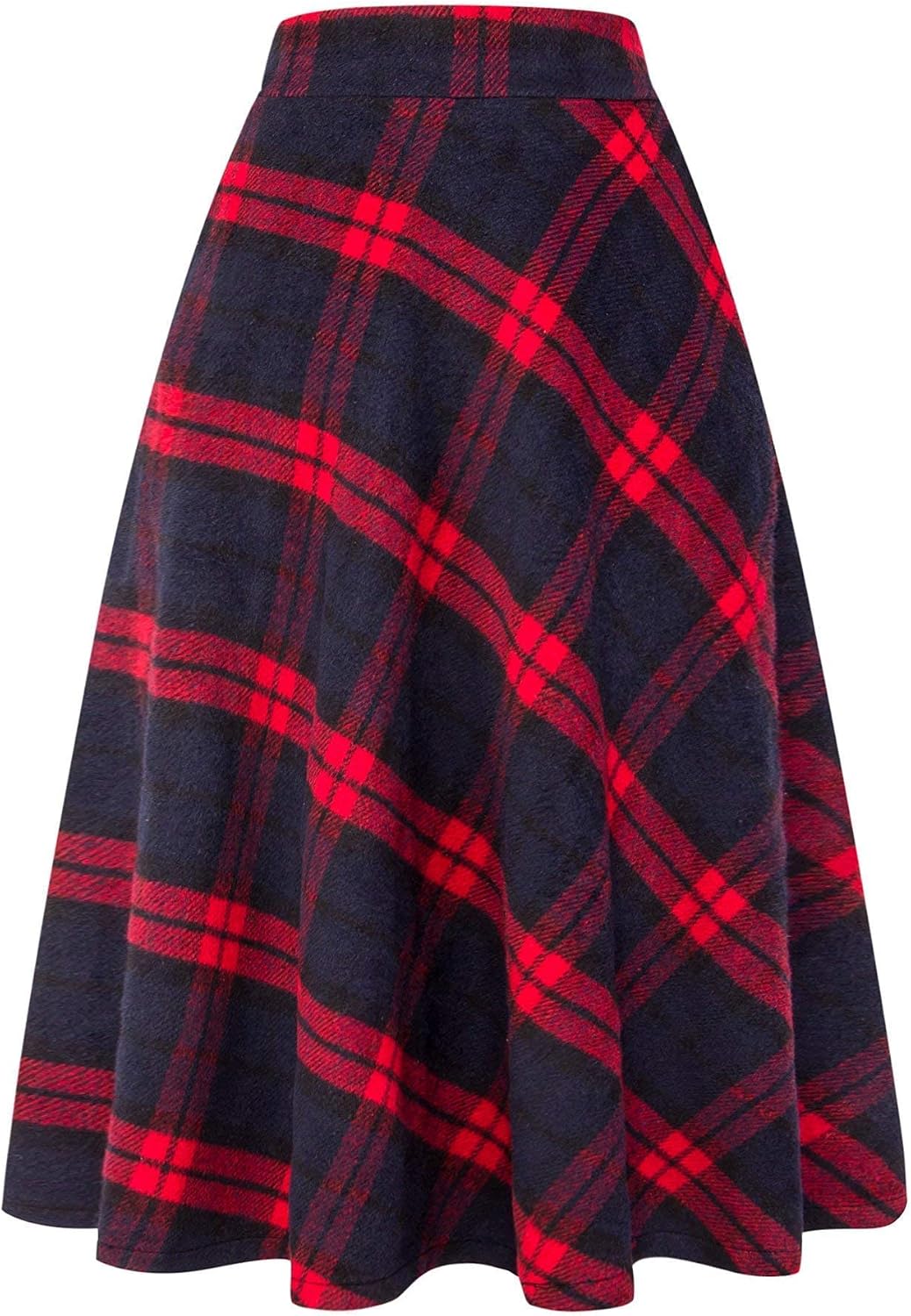 Womens Long Wool Plaid Skirt Aline High Waist Fall Winter Skirts