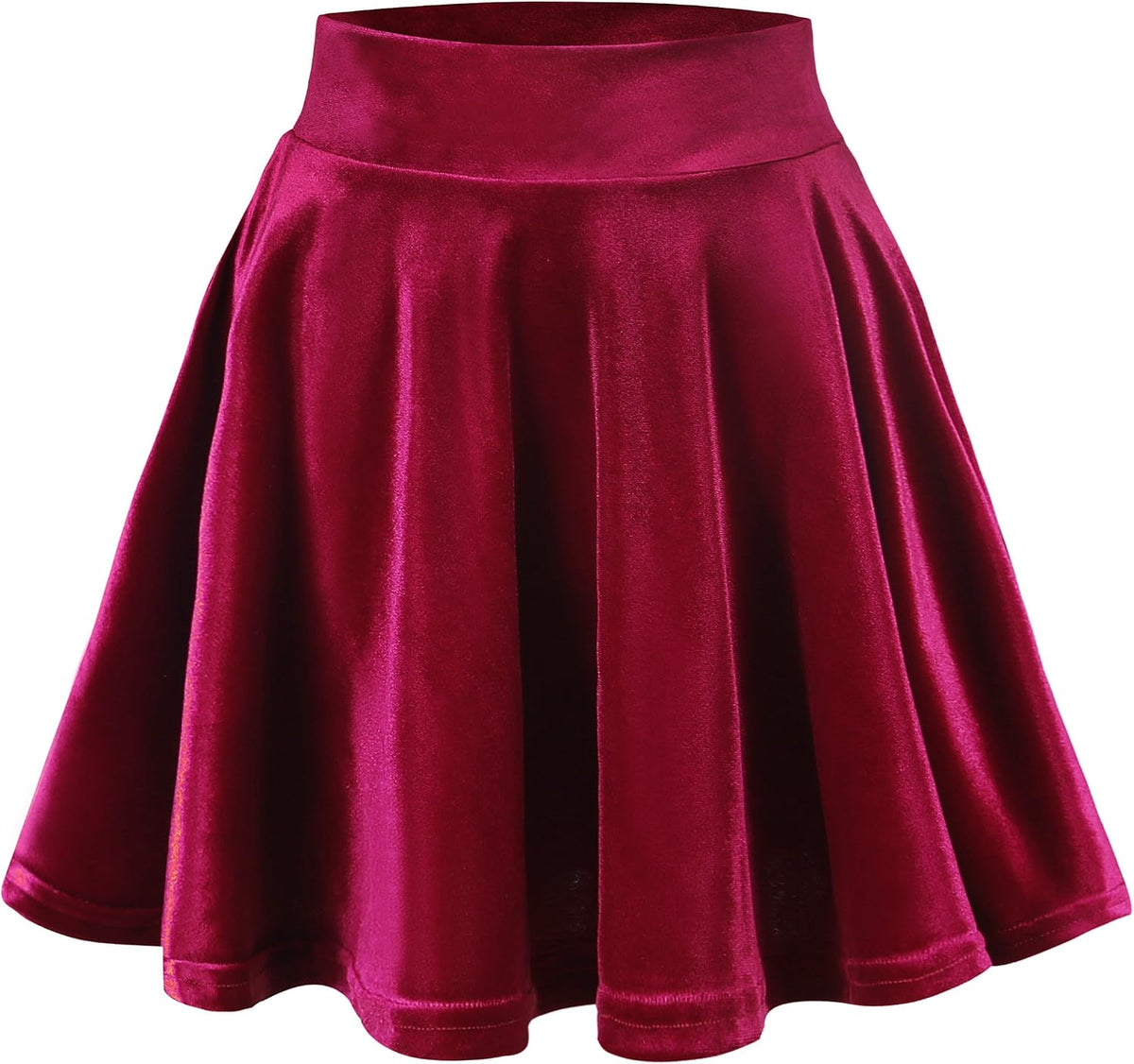 Urban CoCo Women's Crushed Velvet Mini Skater Skirt Pleated Stretchy A-Line