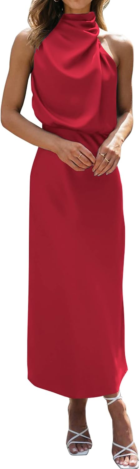BTFBM Mock Neck Cocktail Dresses for Women Summer