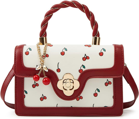 Cute Cherry Vegan Leather Shoulder Crossbody Bag