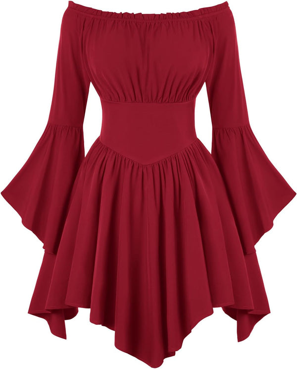 Scarlet Darkness Renaissance Costume Women Pirate Off Shoulder Corset Dress