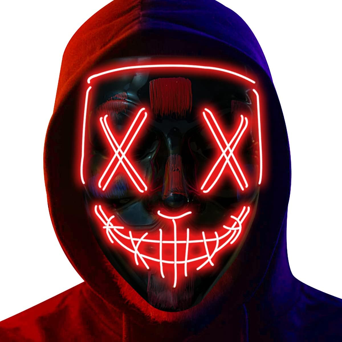 Poptrend Halloween Mask LED Light up Mask Scary mask for Festival Cosplay Halloween Costume Masquerade Parties,Carnival,Gift (2 PACK-B)