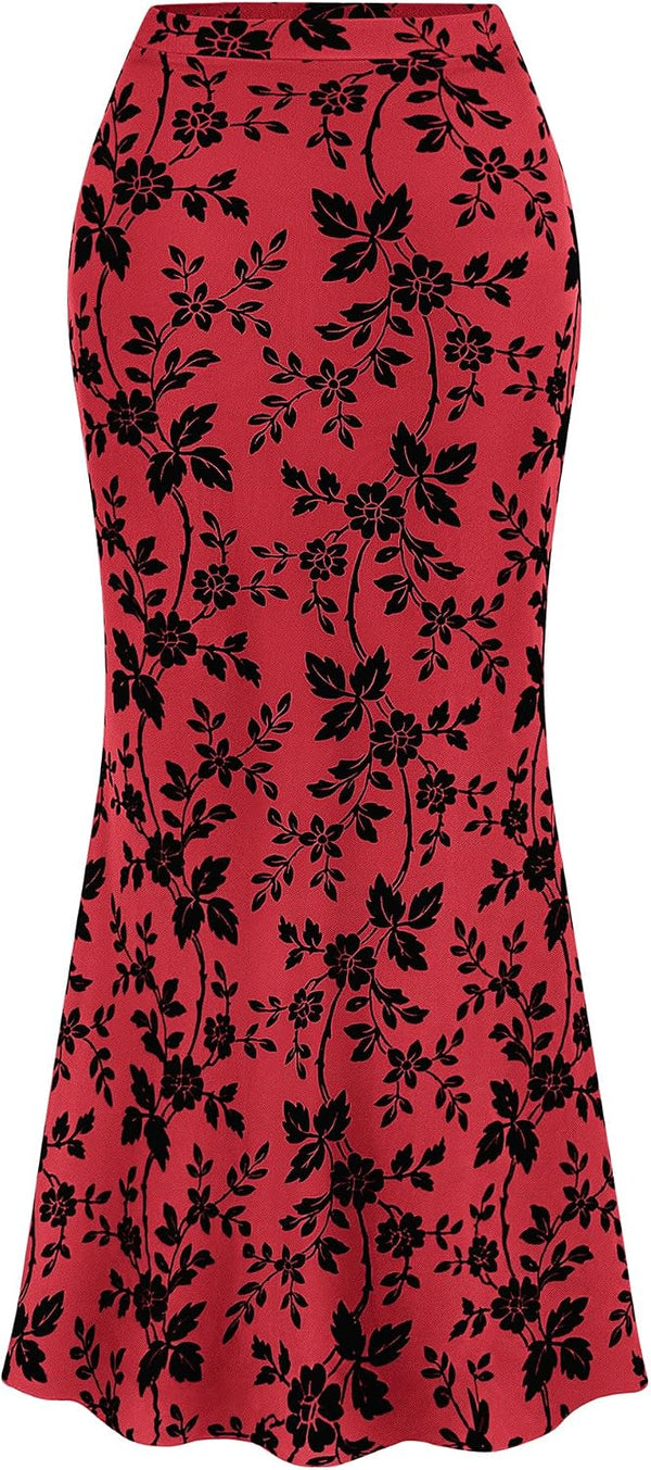 BTFBM Womens Floral Mesh Maxi Skirts