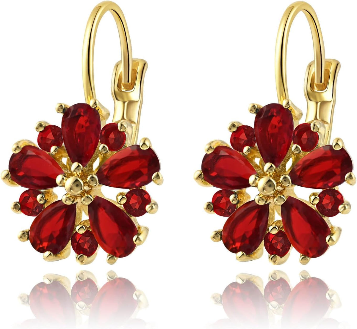 Vintage 14K Gold Plated Flower Birthstone Earrings