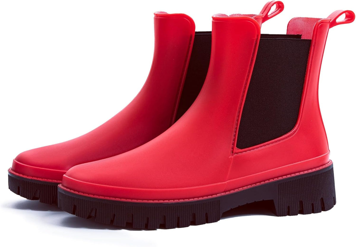 Women's Short Rain Boots Waterproof Chelsea Rain Boots For