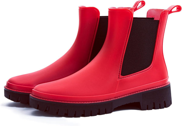 Women's Short Rain Boots Waterproof Chelsea Rain Boots For