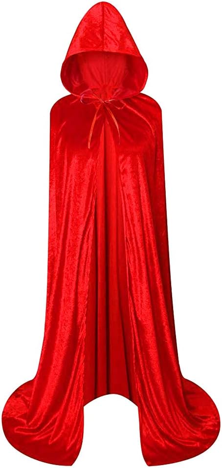 LHJ Unisex Full Length Hooded Robe Cloak Long Velvet Cape Cosplay Costume