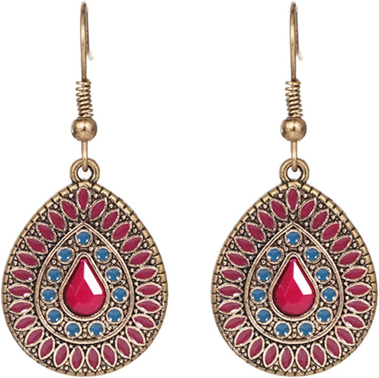 Handmade Boho Enamel Teardrop Dangle Earrings