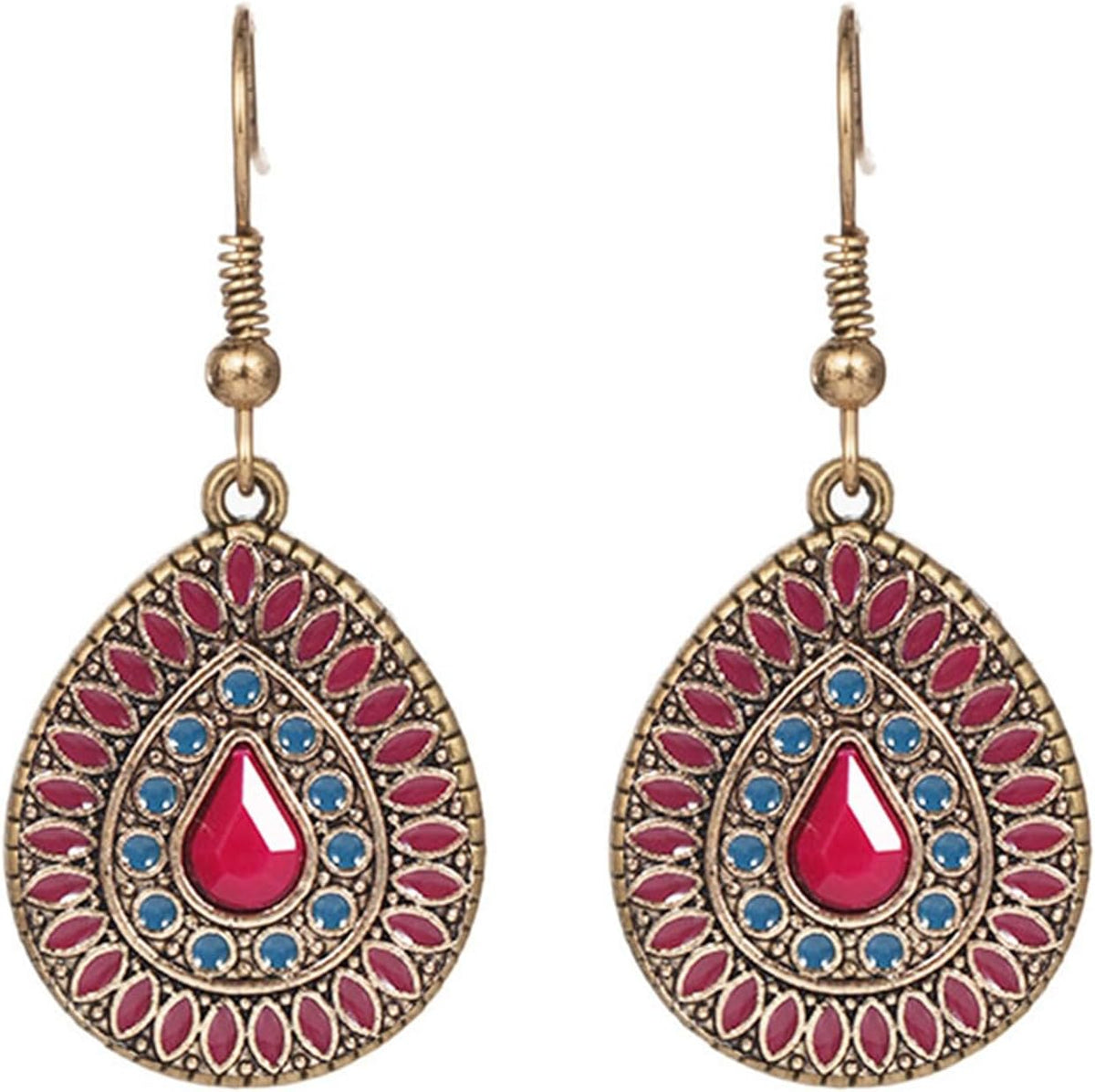 Handmade Boho Enamel Teardrop Dangle Earrings