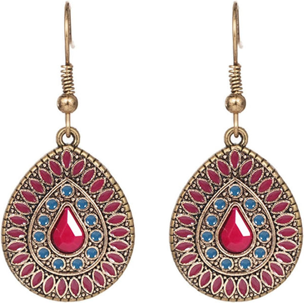 Handmade Boho Enamel Teardrop Dangle Earrings