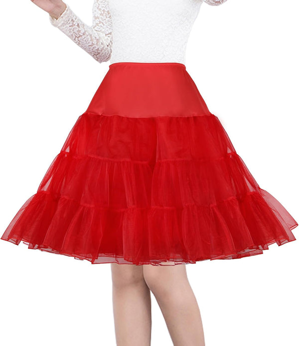 Women's 50s Vintage Petticoat 26" Crinoline Rockabilly Tutu Skirt Slip S-3XL