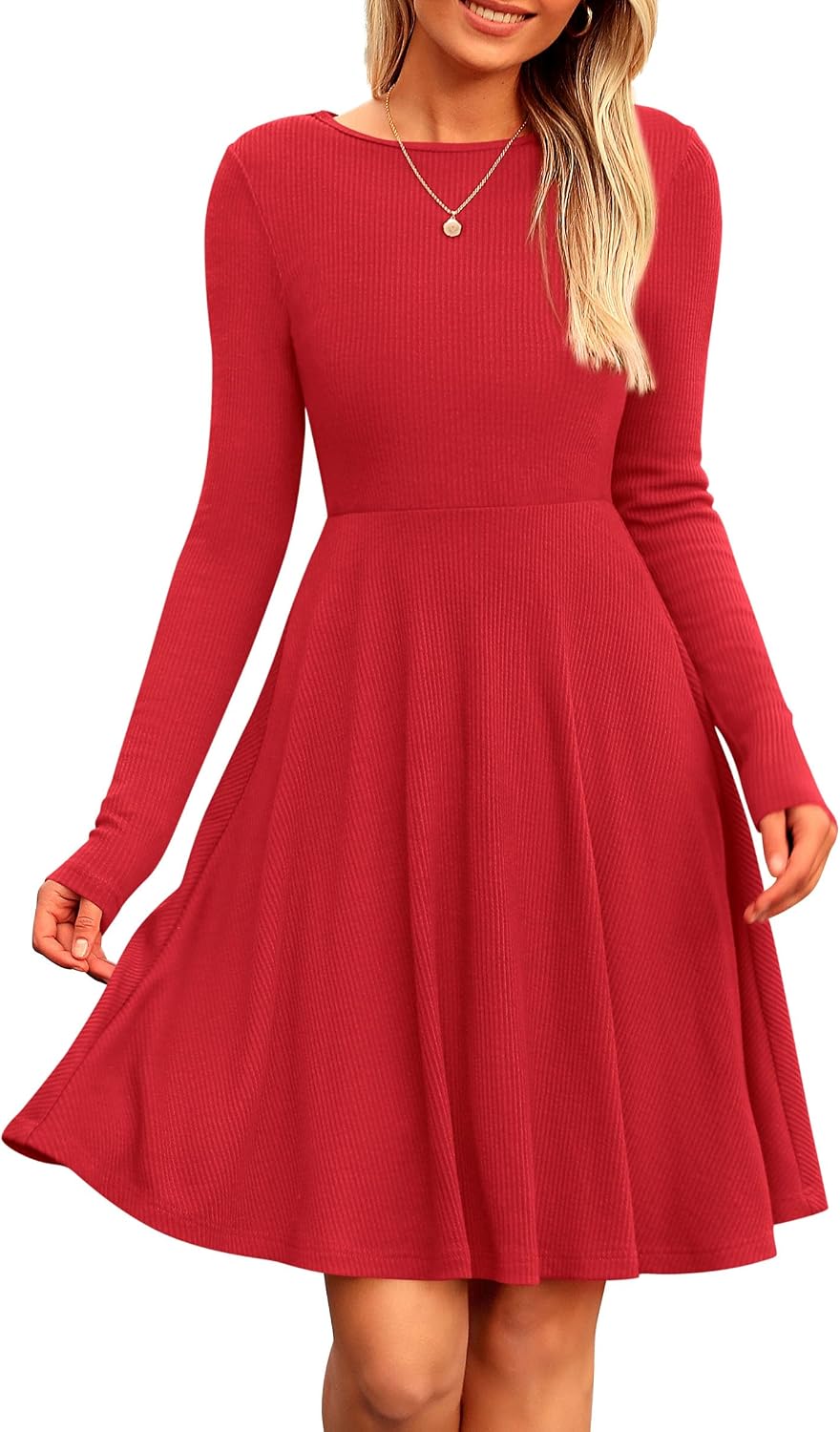 PRETTYGARDEN Women's Fall Casual Long Sleeve Short Dress