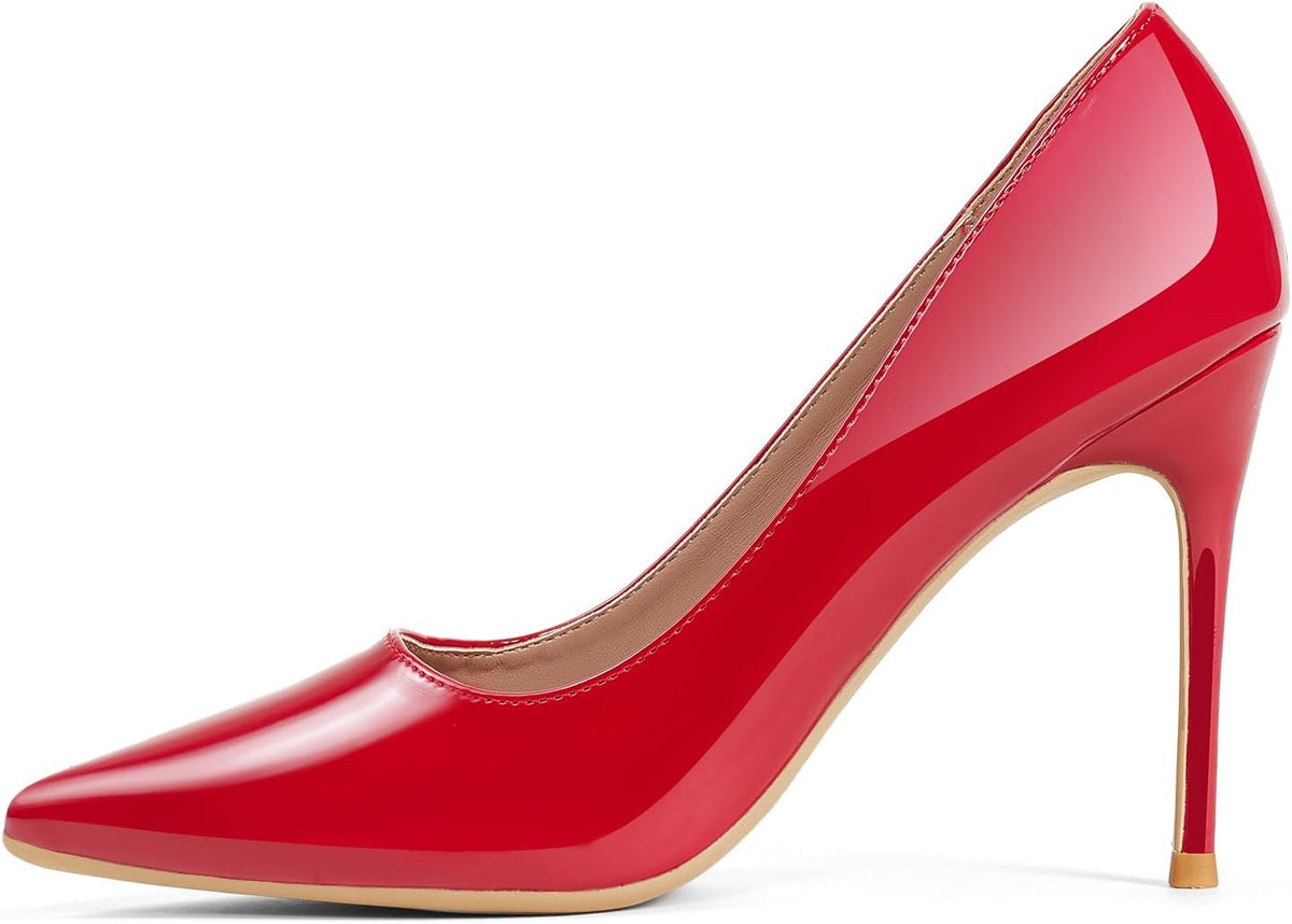 GENSHUO Women's Closed Toe Stiletto High Heels Dress 4 Inch Heeled Pointed Toe Party Homecoming Wedding Pump Shoes