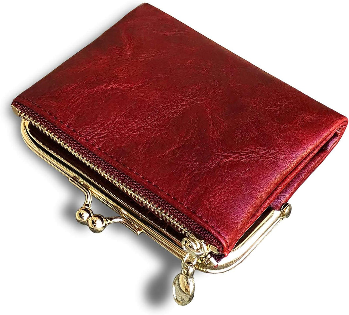 Womens Small RFID Compact Bifold Wallet — Vintage Kiss-Lock Coin Purse Main image