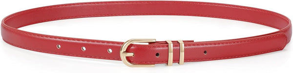 Womens Skinny Leather Belt Ladies Thin Faux Leather Belt With