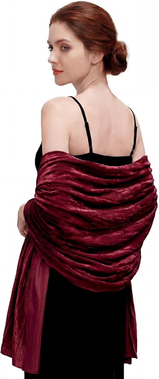 Geyoga Women Crushed Velvet Shawl Wrap Evening Dresses