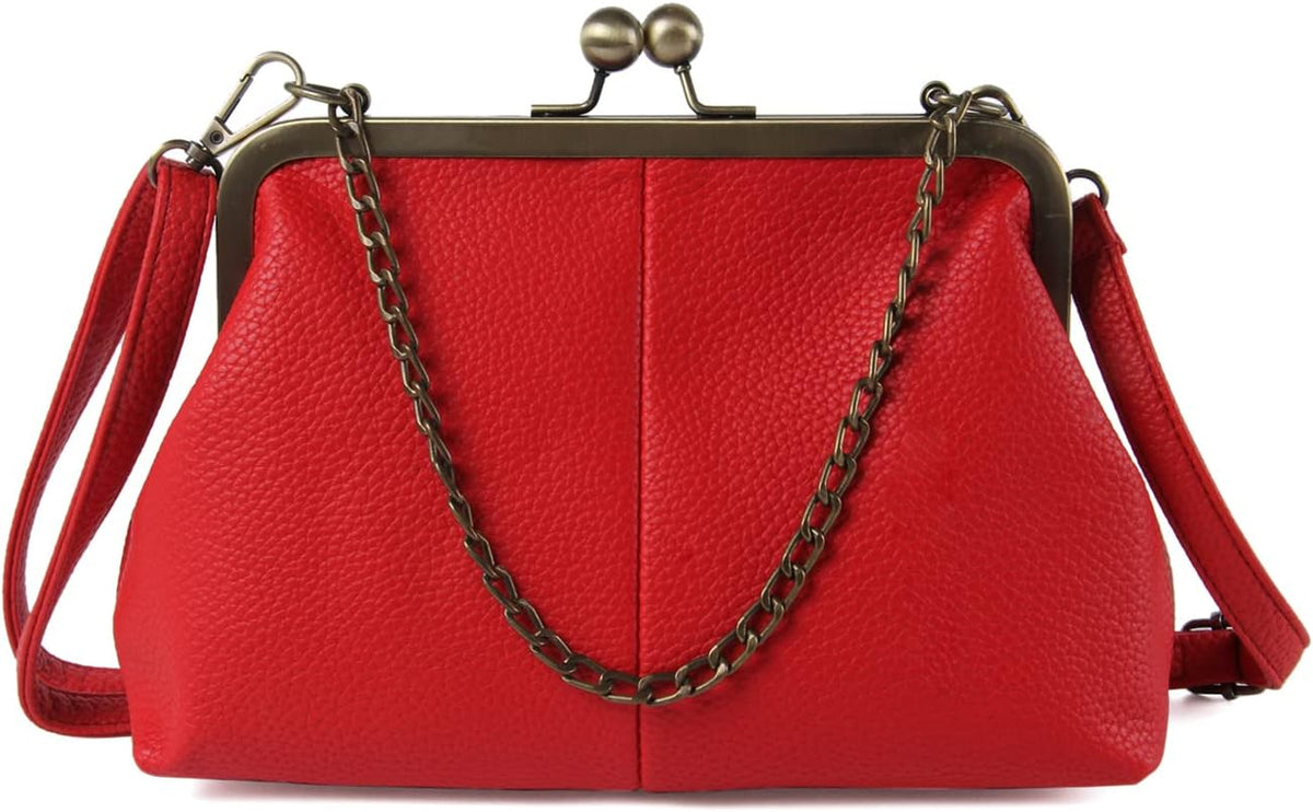 Women Classical Kiss Lock Clutch with Chain Strap Shoulder Bag Purse Wallet Main image