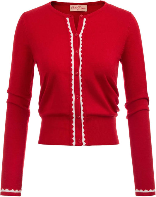 Women's Color Block Cropped Knit Cardigan