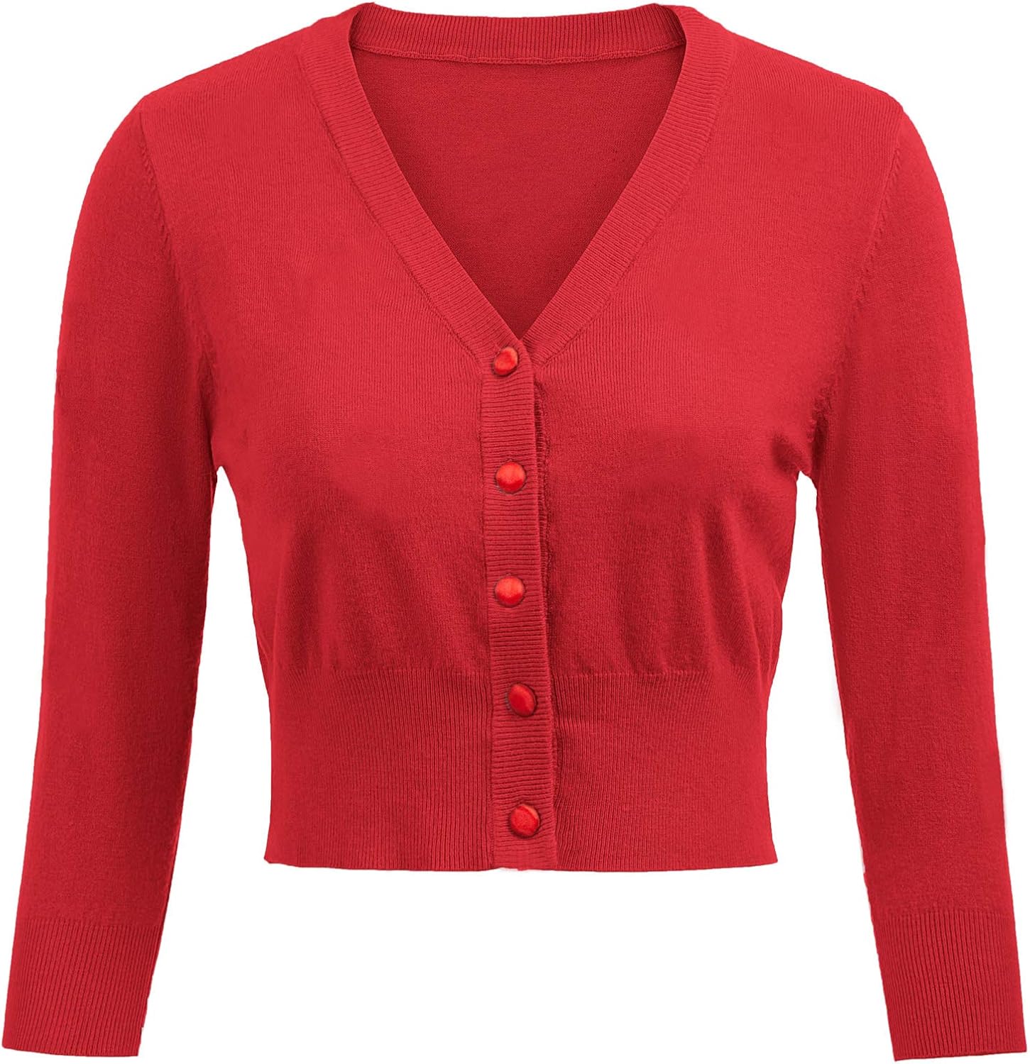 Women's 3/4 Sleeve Cropped Cardigan Shrug — Button-Down Sweater Secondary image
