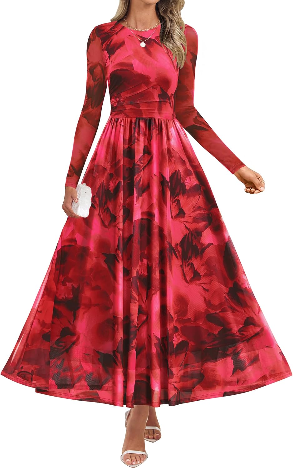 ZESICA Women's Fall Long Sleeve Wedding Guest Dresses