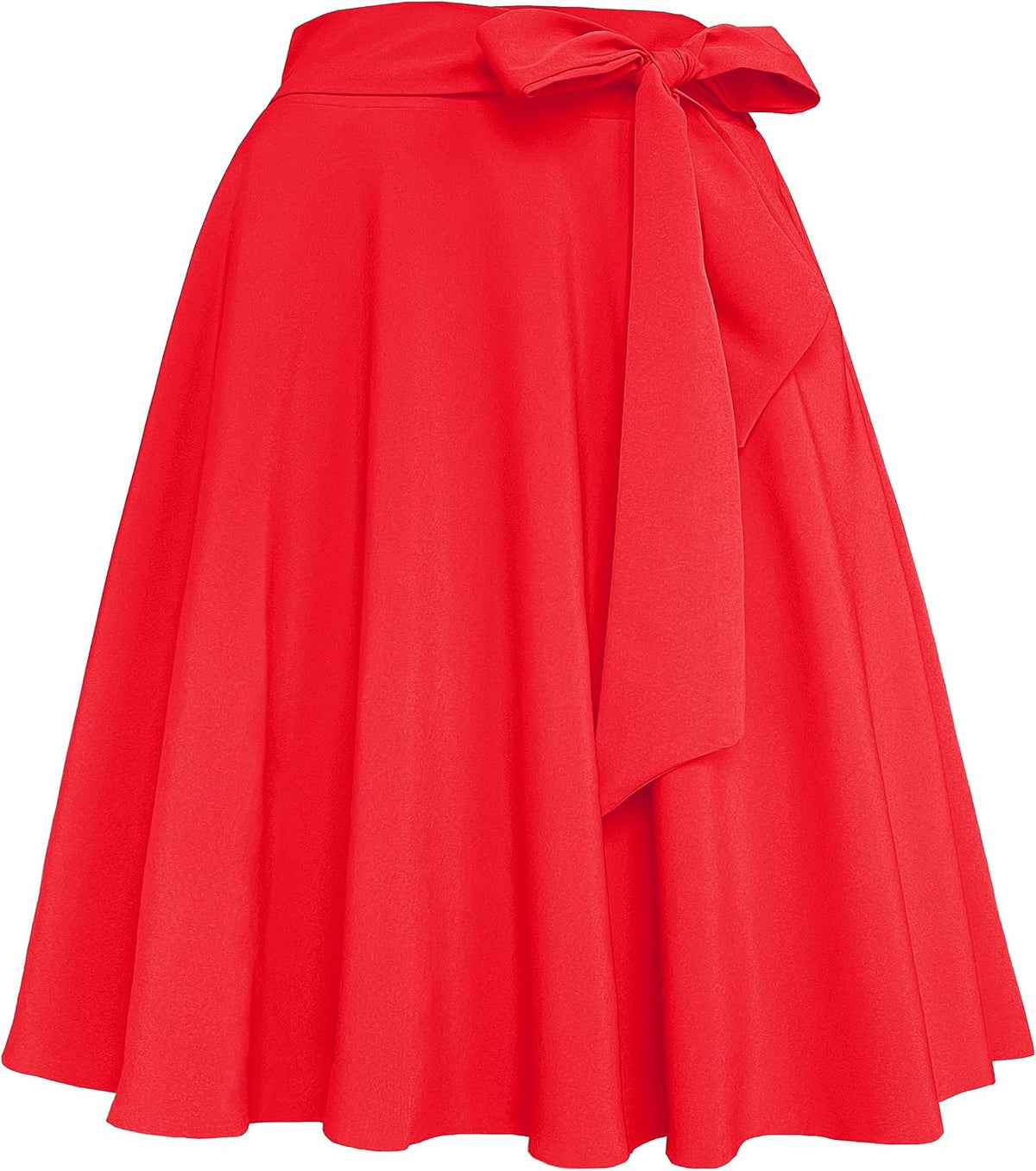 Womens Vintage High Waist A-Line Skater Skirt Flared Midi Skirt with Pockets