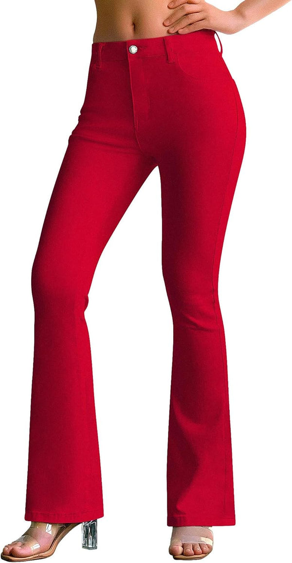 Women's Trendy Stretchy Flare Jeans Mid Rise Bootcut Curvy