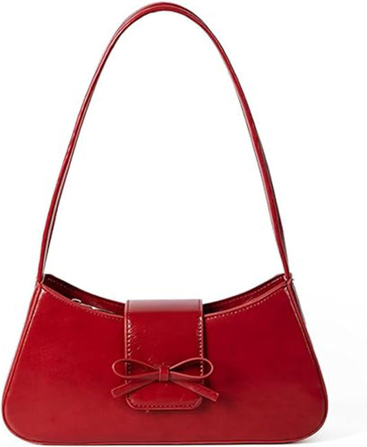 Shoulder Bag for Women — Trendy Y2K Patent Leather Bow Hobo