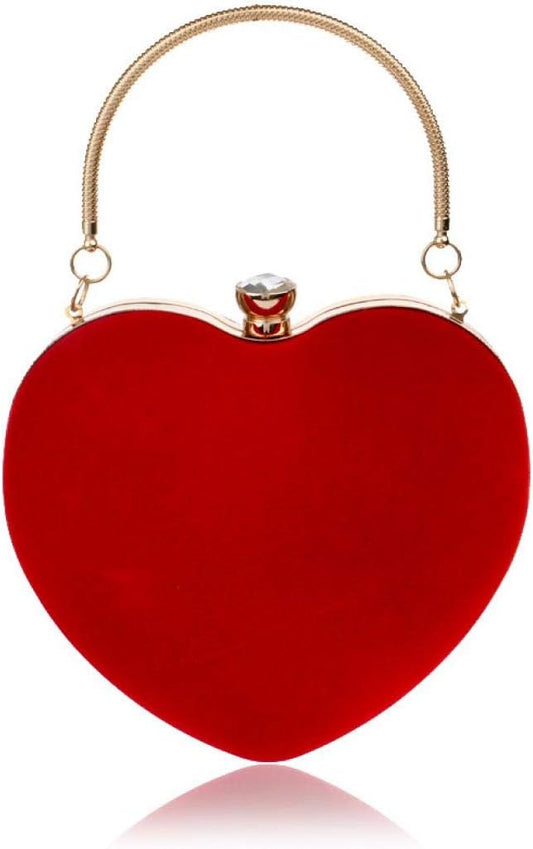 Velvet Heart-Shaped Clutch — Small Cute Evening Bag