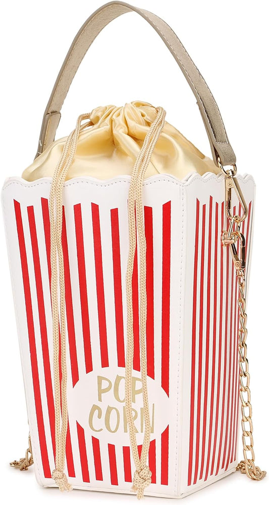 Popcorn Purse Novelty Fun Shaped Crossbody Bag for Women