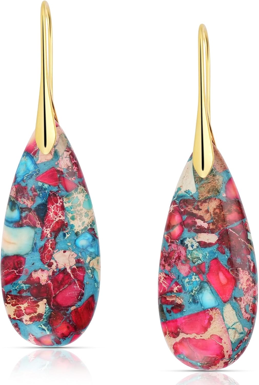 Chalcedony Stone Copper Teardrop Drop Earrings