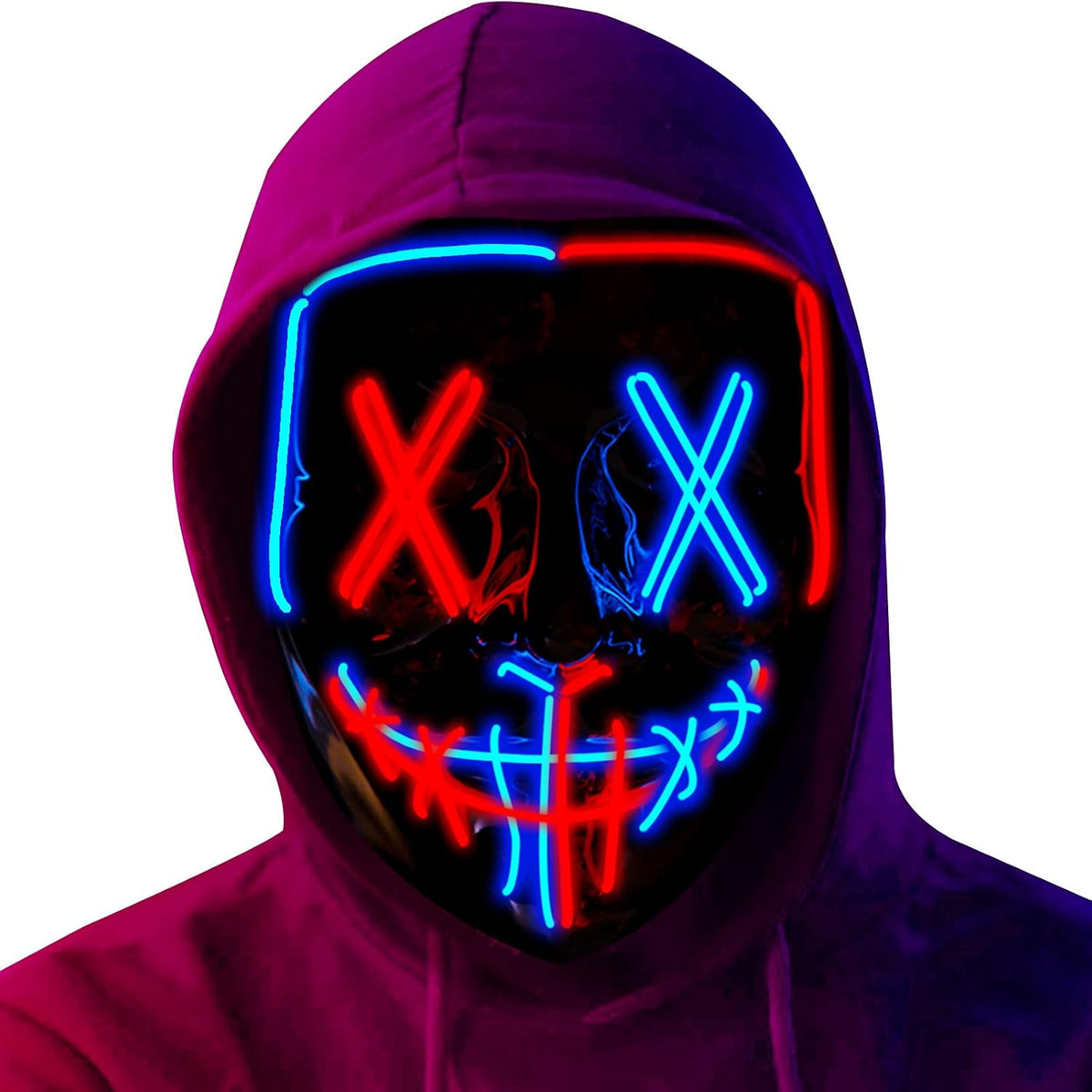 Poptrend Halloween Mask LED Light up Mask Scary mask for Festival Cosplay Halloween Costume Masquerade Parties,Carnival,Gift (2 PACK-B)