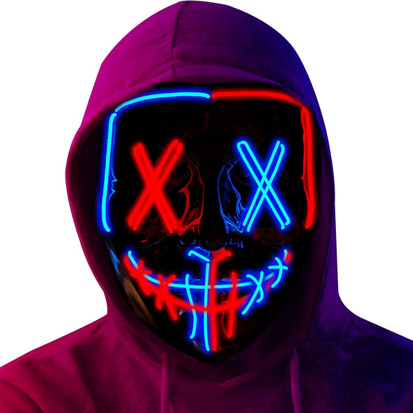 Poptrend Halloween Mask LED Light up Mask Scary mask for Festival Cosplay Halloween Costume Masquerade Parties,Carnival,Gift (2 PACK-B)
