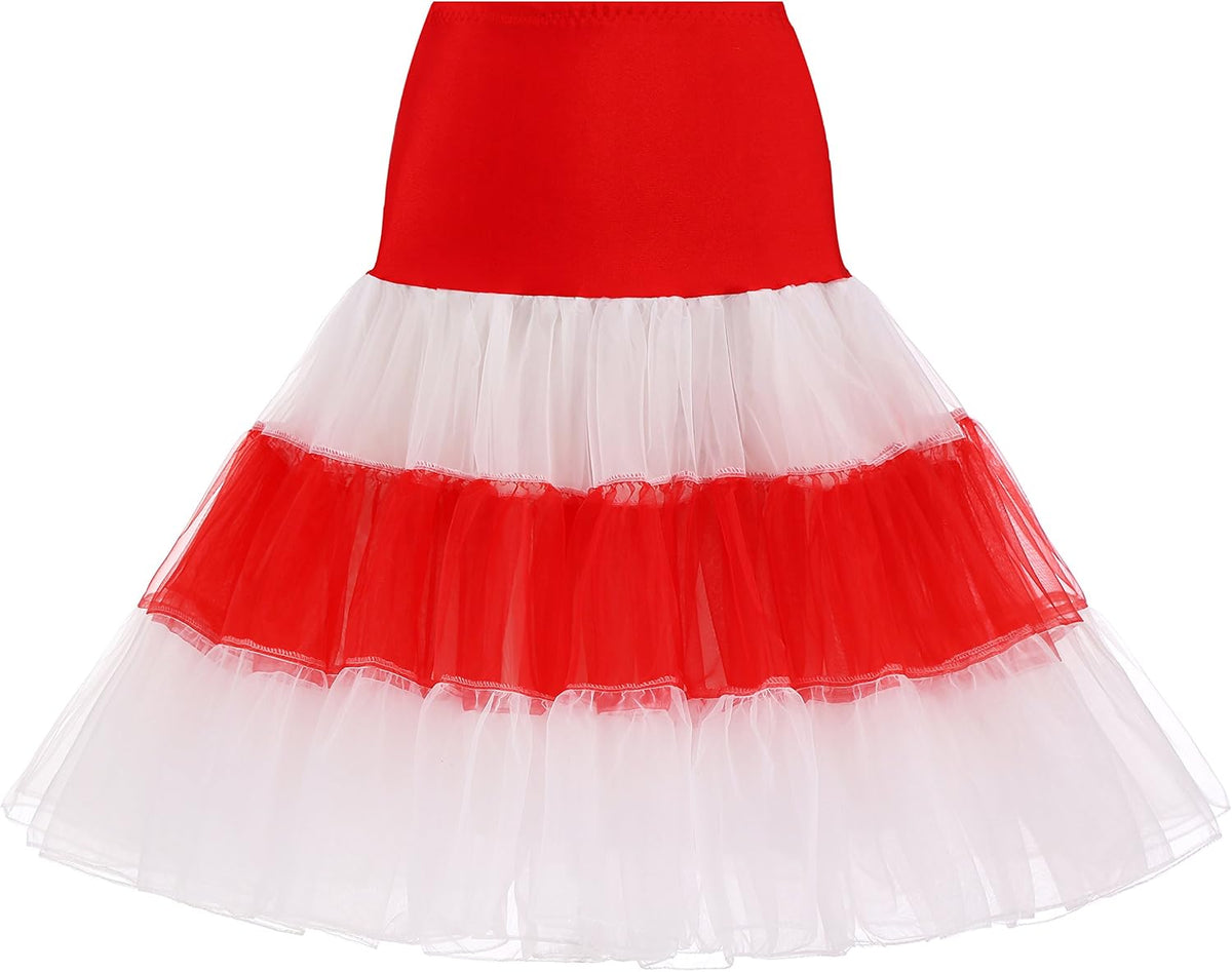 WOWBRIDAL Women's Vintage 50s Rockabilly Petticoat 25.59" Length Tutu Underskirt