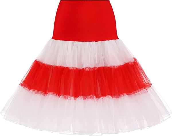 WOWBRIDAL Women's Vintage 50s Rockabilly Petticoat 25.59" Length Tutu Underskirt