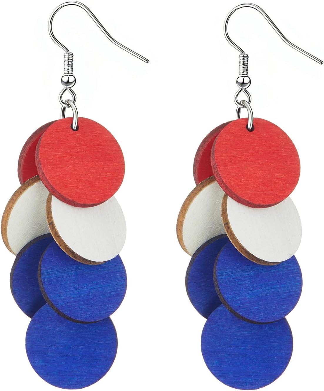 Bohemian Wooden Layered Disc Dangle Earrings
