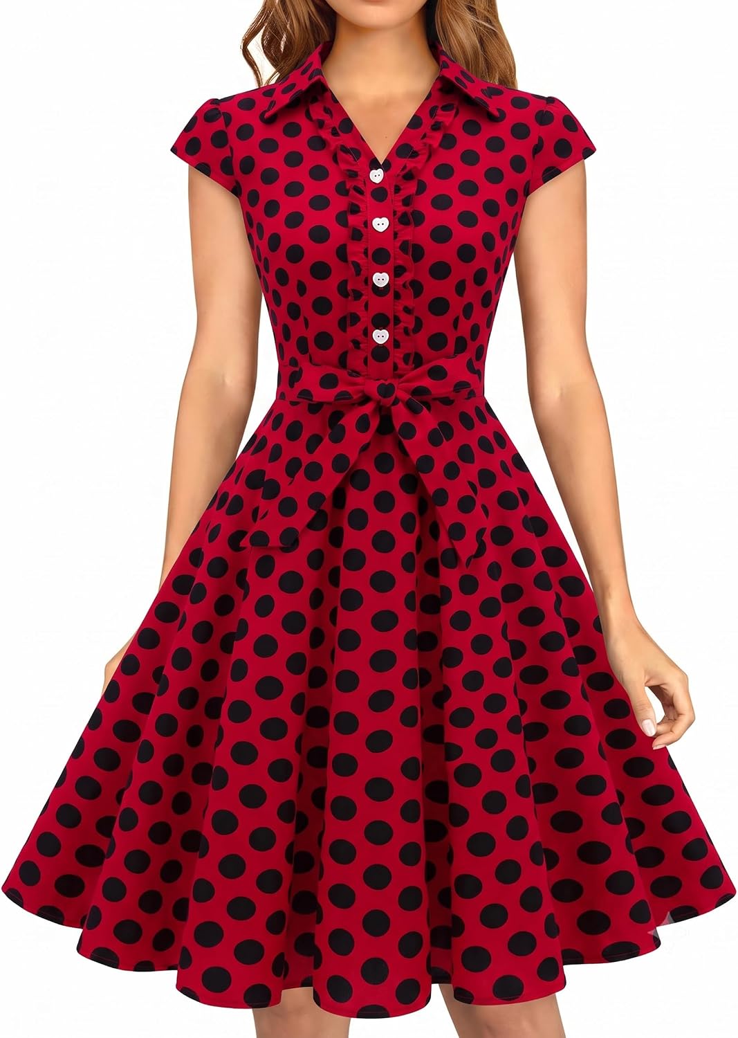 Wedtrend Women's 1950s Rockabilly Cap Sleeve Vintage Swing Cocktail Dress