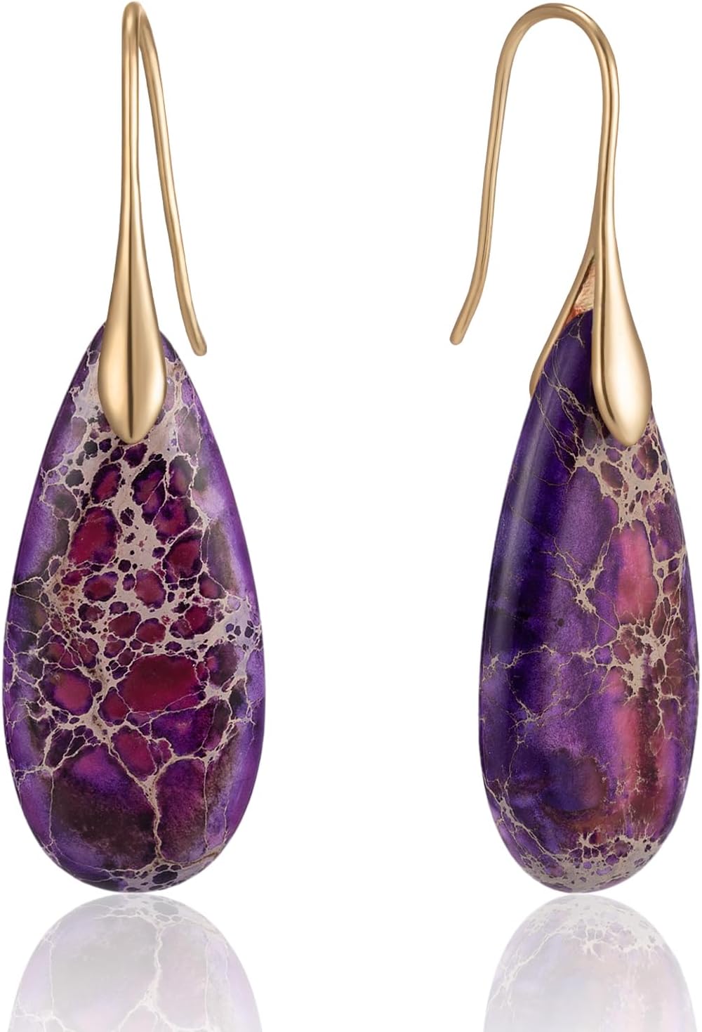 Stone Fishhook Dangle Drop Earrings