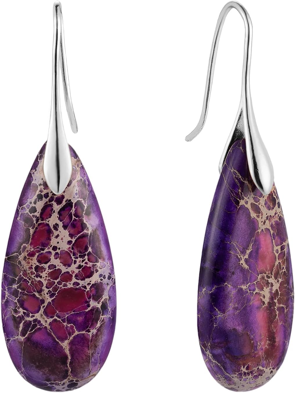 Stone Fishhook Dangle Drop Earrings