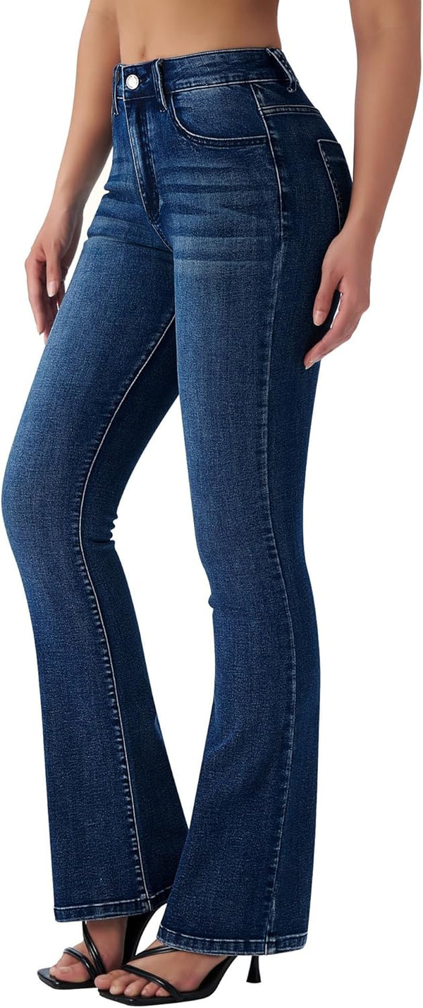Women's Trendy Stretchy Flare Jeans Mid Rise Bootcut Curvy