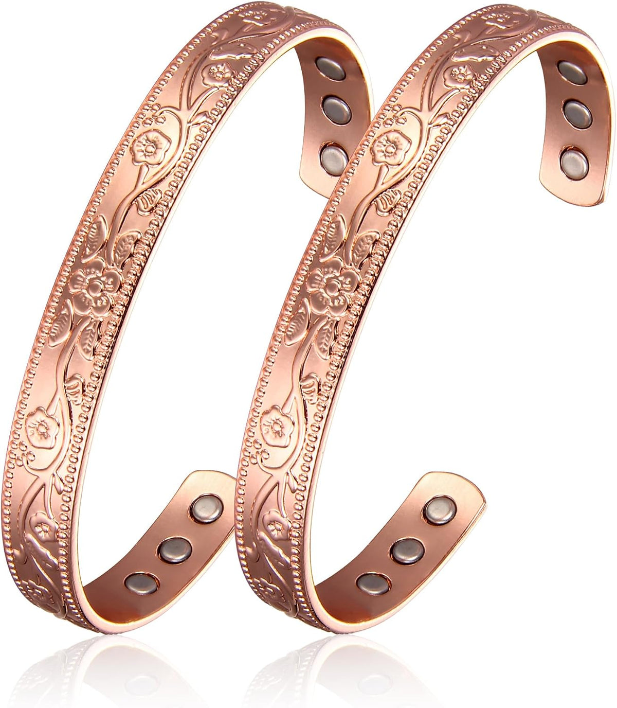 Copper Magnetic Bracelet Set for Women Men, Pure Copper Jewelry Gift