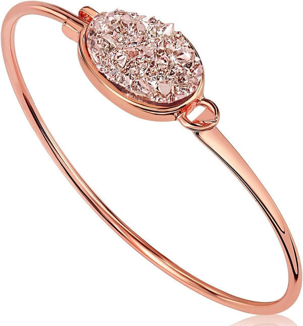 Simulated Druzy Cuff Bracelets for Women - Boho Stackable Bangle Bracelet