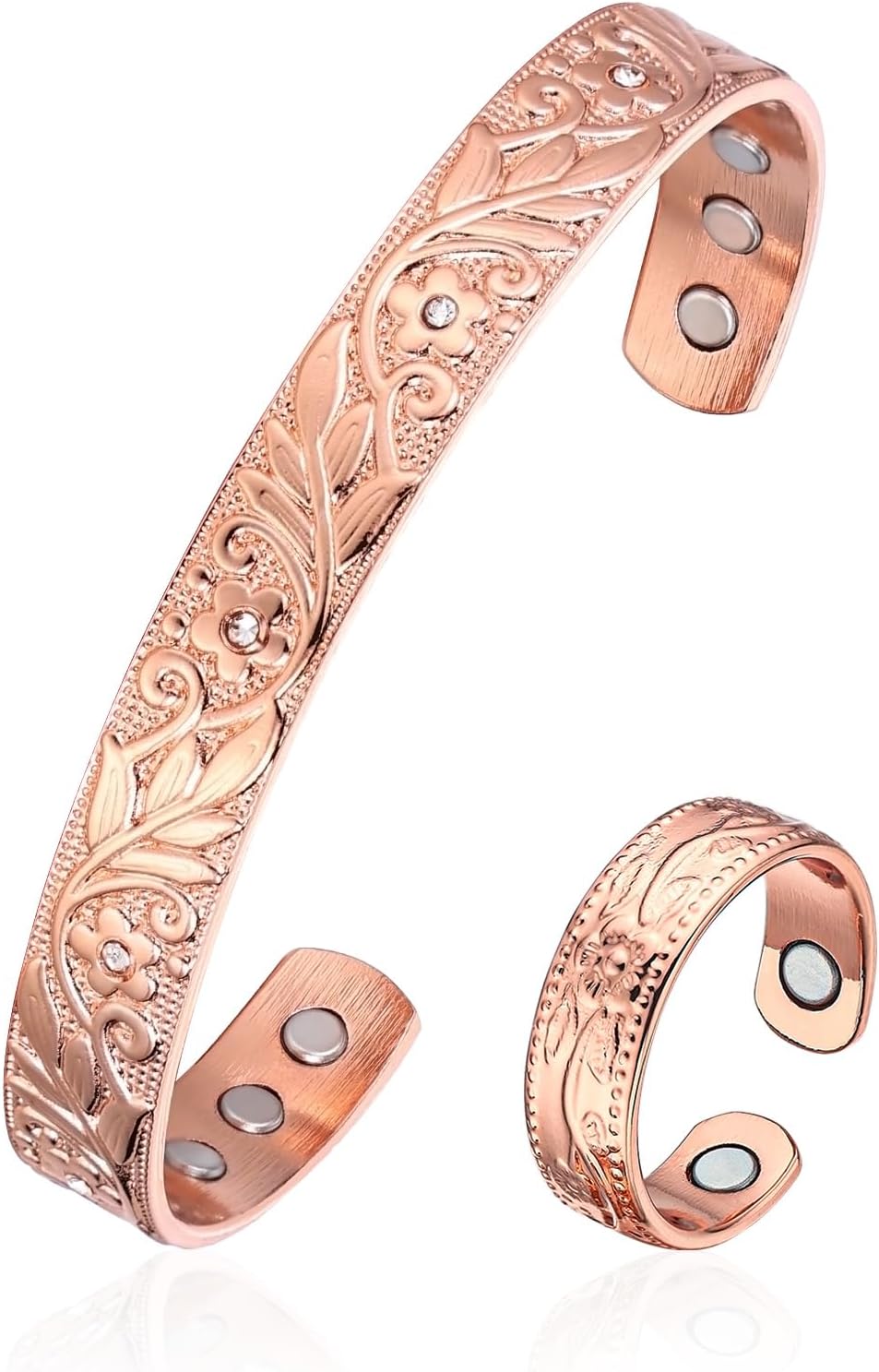 Copper Magnetic Bracelet Set for Women Men, Pure Copper Jewelry Gift