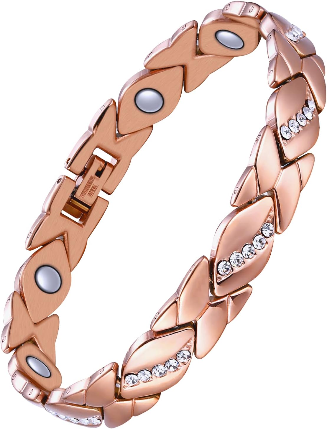 Pure Copper Bracelets for Women,Ultra Magnetic Bracelets for Women with 3500 Gauss Magnets,Crystal Valentine's Day Jewelry Gift, Sizing Tool