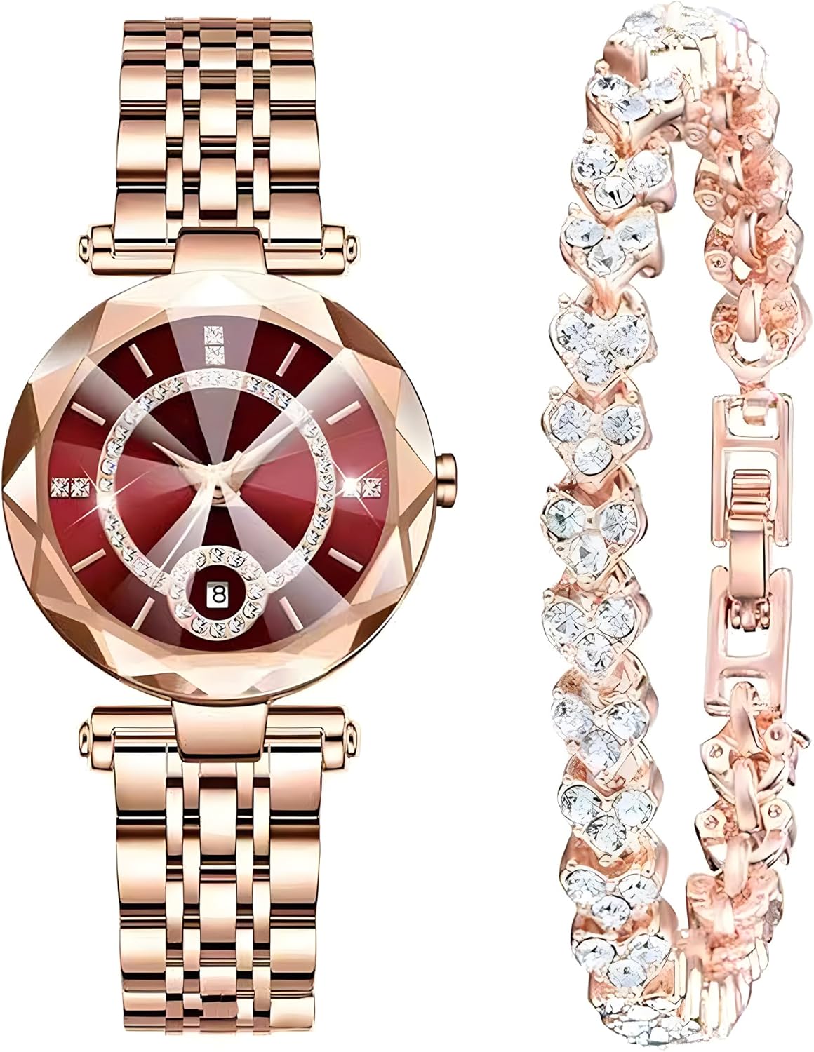 Women Watches with Bracelet Rose Gold for Lady Elegant Stainless Steel